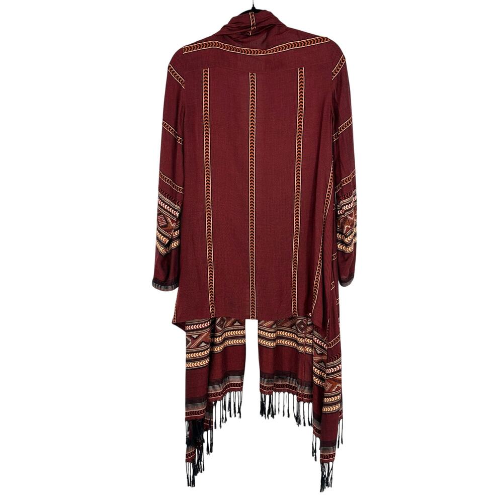 Soft Surroundings Womens Duster Cardigan Size S Long Sleeve Aztec Clay Red Boho